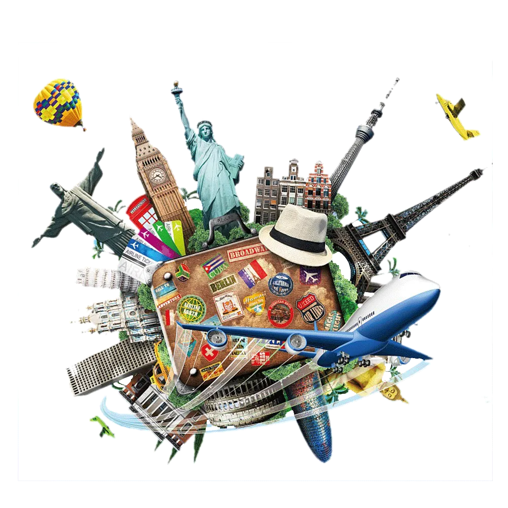 Eiffel Tower Statue of Liberty Brazil Travel Suitcase, Travel Travel, assorted world landmarks, world, tower, eiffel png
